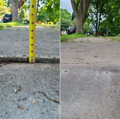 Before and after levelling comparison | Charleston Concrete