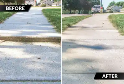 Concrete sidewalk before and after repair | Charleston Concrete