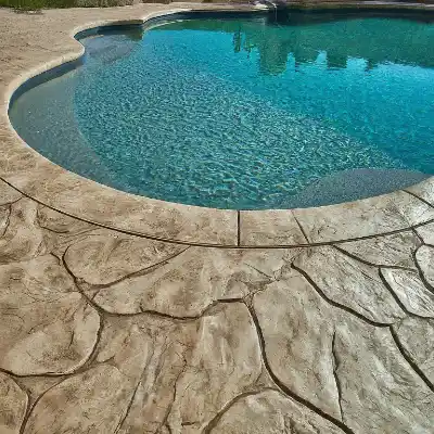 Concrete stamping around pool | Charleston Concrete