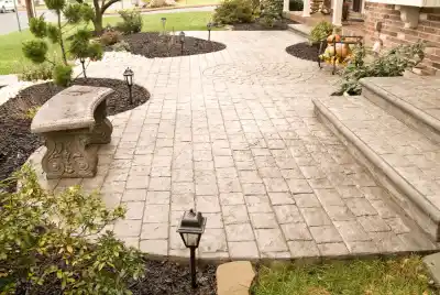 Decorative patio paving in stamped concrete | Charleston Concrete