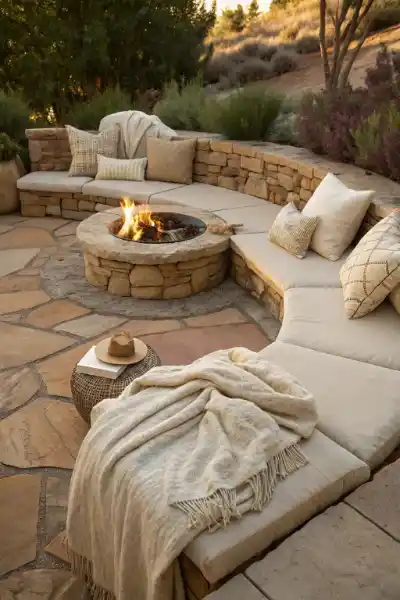 Fire pit pad design labelled Sandstone Serenity | Charleston Concrete