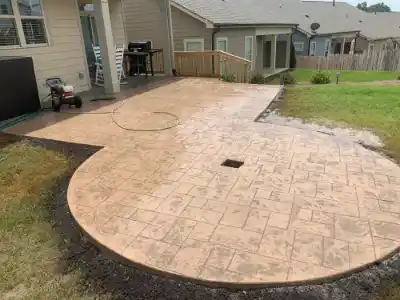 Patio concrete finished with stamped patterns | Charleston Concrete