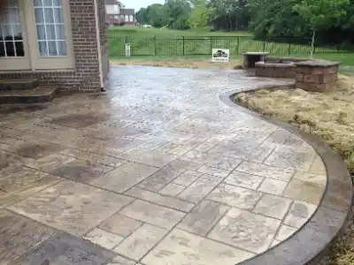 Patio surfaced with stamped concrete | Charleston Concrete