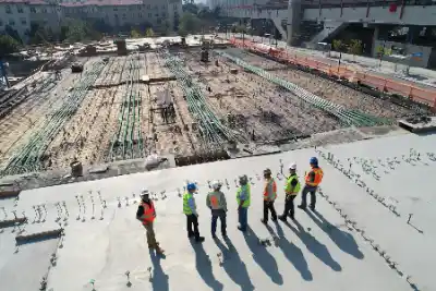 Seven construction workers standing together | Charleston Concrete