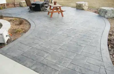 Stamped concrete finish across patio | Charleston Concrete